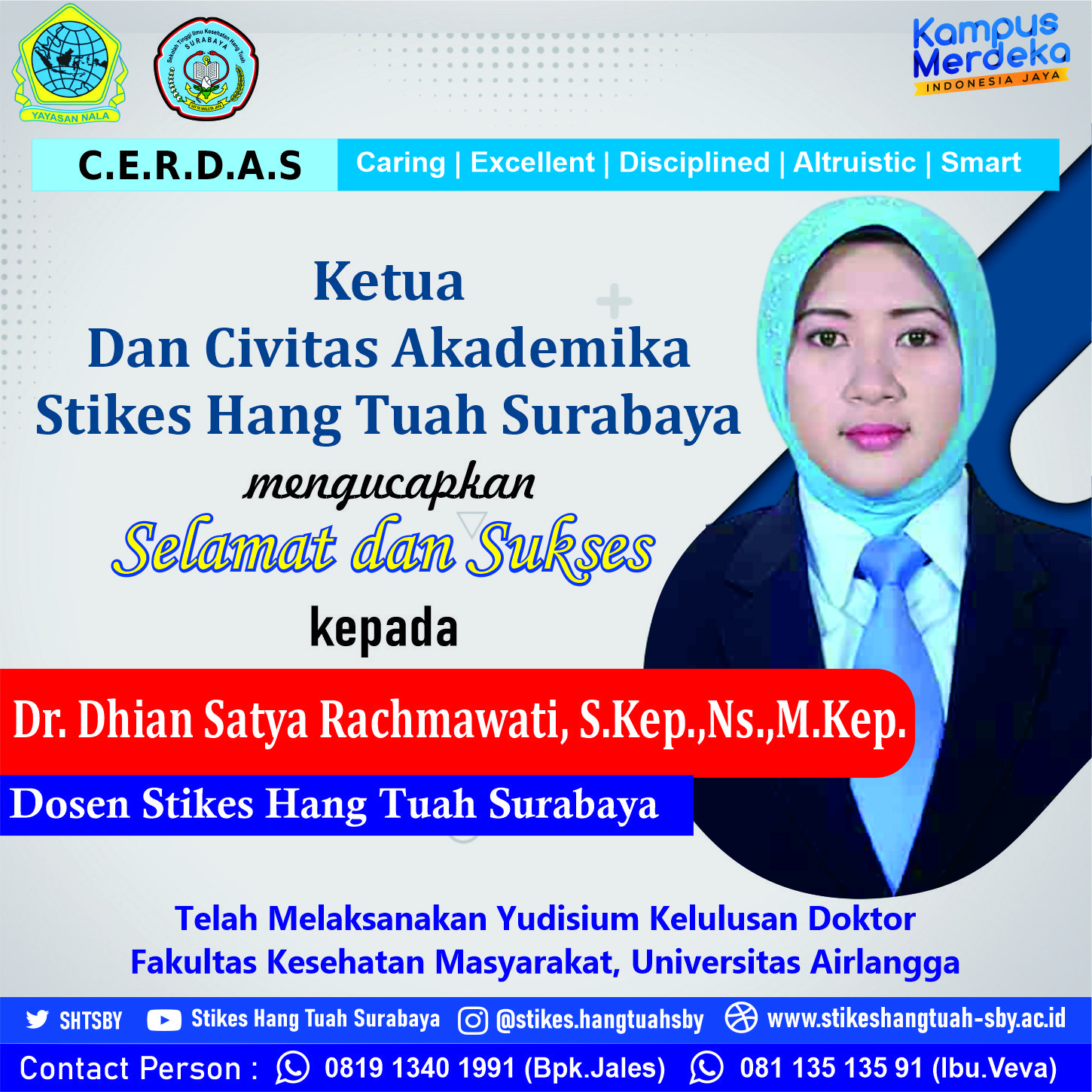 Selamat Dan Sukses Dr. Dhian Satya Rachmawati, S.Kep.,Ns.,M.Kep. Telah Melaksanakan Yudisium Kelulusan Doktor Fakultas Kesehatan Masyarakat Universitas Airlangga